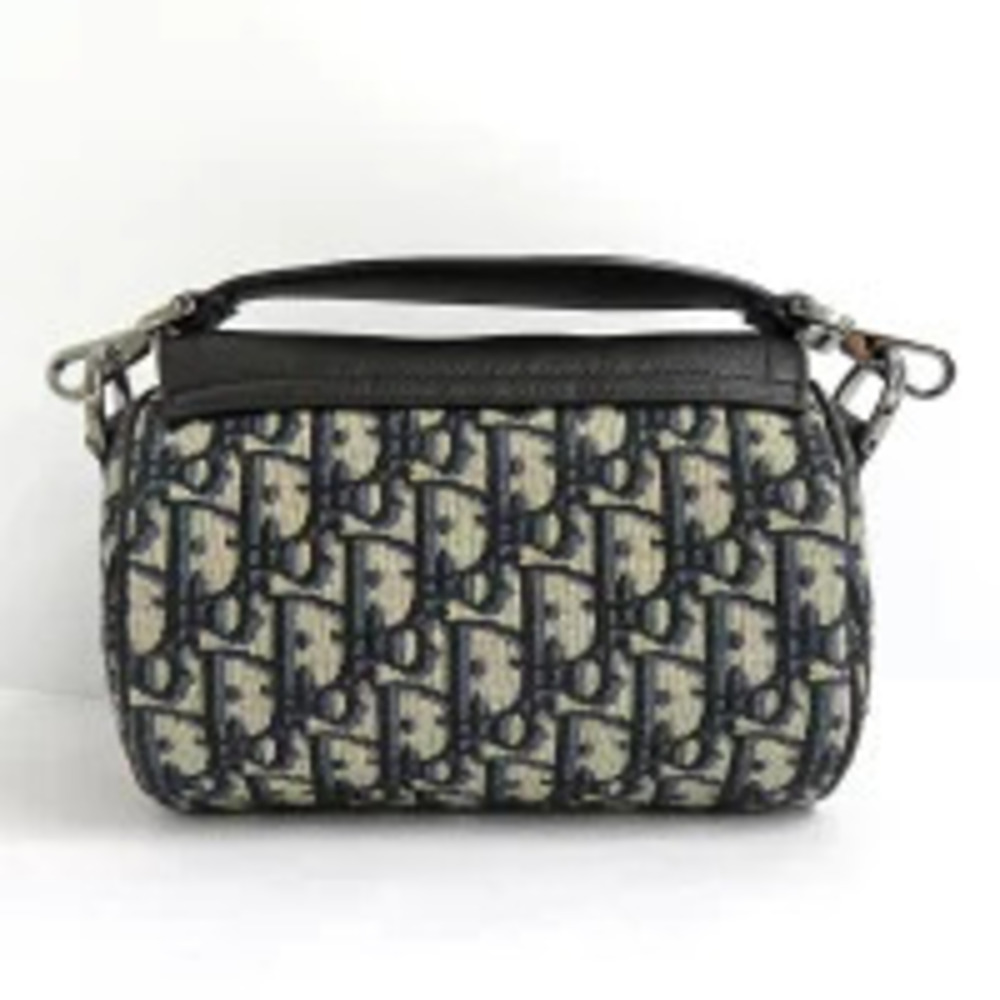 Dior Jacquard Saddle Black Oblique Calfskin Roller Bag Beige Crossbody